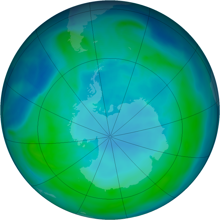 Antarctic ozone map for 21 January 2005